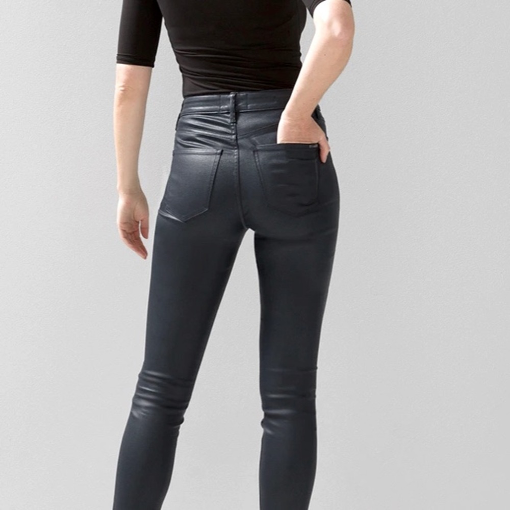 White House Black Market High Rise Skinny Black Coated Jeans